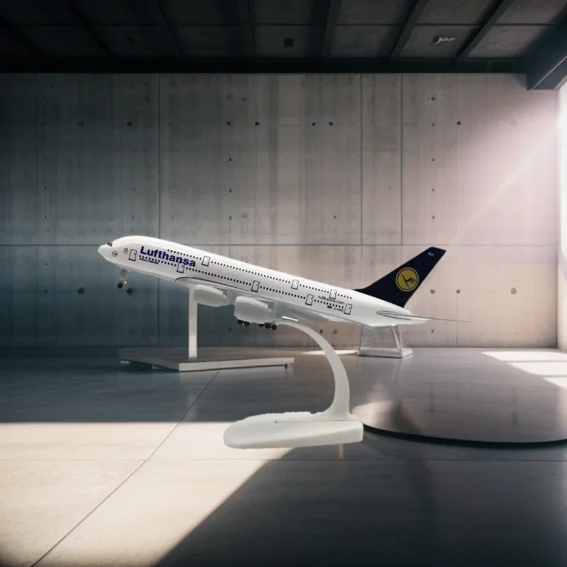 

Germany Deutsche Lufthansa A380 Модель самолета из цельного металлического сплава 20 см Имитационная модель Авиационная модель Игрушечный комплект Игрушечный самолет для