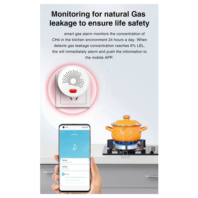 N75R-Zigbee Natural Gas Sensor Combustible Household Smart LPG Gas Leakage Alarm Detector Fire Security Protection EU-PLUG