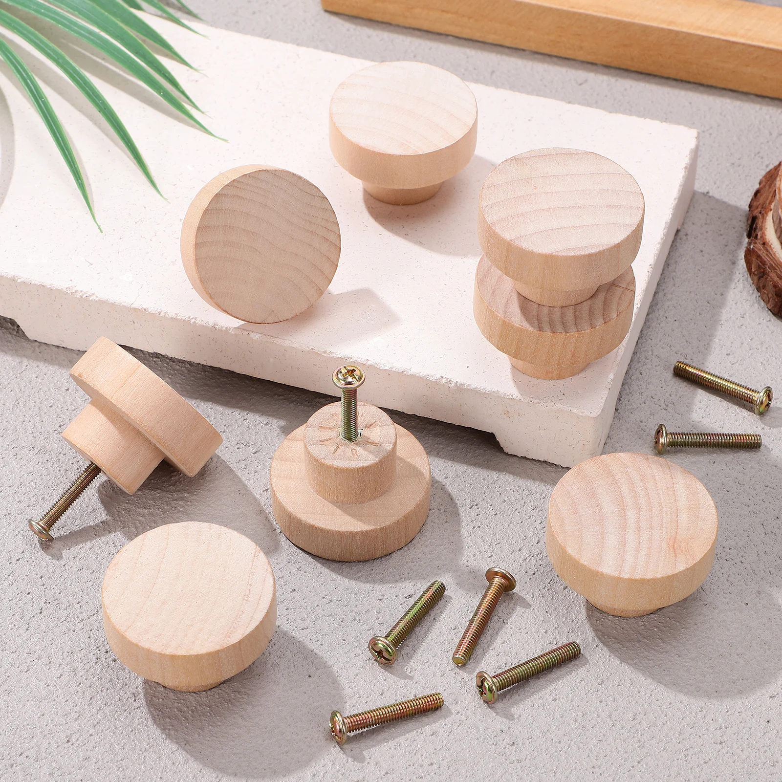 

16Pcs Wooden Dresser Knobs Smooth Polished Round Wood Handles Easy Install Cabinet Drawer Pulls Decorative Furniture Door