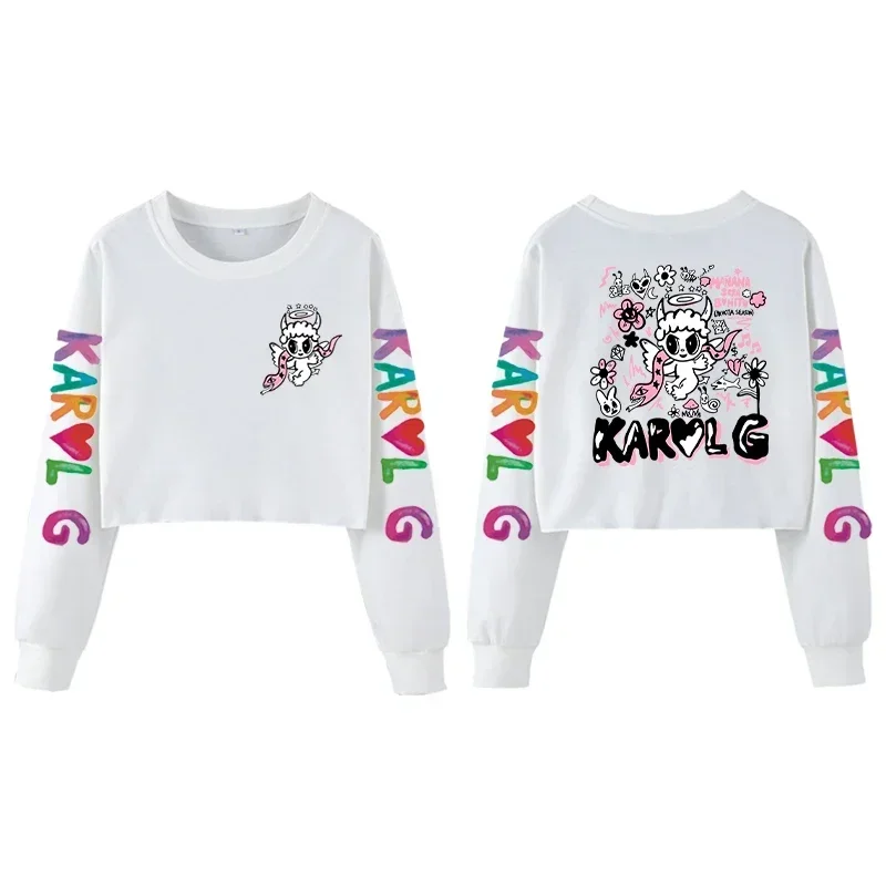 Fashion Karol G Bichota Graphic Crew Neck Sweatshirt,Vintage Loose Harajuku Women Casual Pullover,Streetwear Oversized Top Women