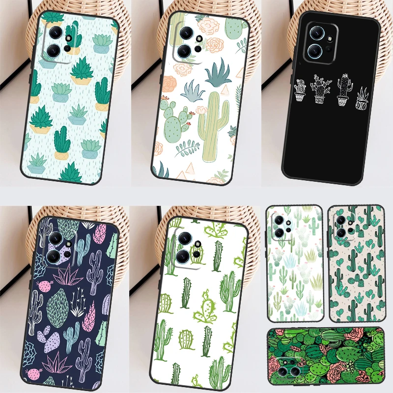 Cactus Pattern Case For Xiaomi Redmi Note 10 Pro 8 9 11 12 Pro 9S 10S 11S 12S Cover For Redmi 12 9 10 C