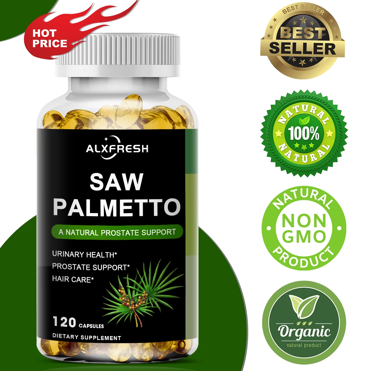 Saw Palmetto Capsules Reduce Hair Loss Boost Immunity Prevent Prostatitis Improve Prostate Health Reduce Frequent Urination