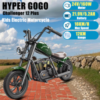 HYPER GOGO Challenger 12 Plus Kids Electric Motorbike 160W 24V 5.2Ah 12*3.0 Inch Pneumatic Tire Children Electric Motorcycle