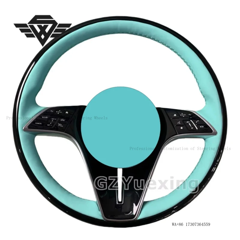 Customized Peach Wood Piano Black and Blue Leather Steering Wheel Suitable for Mercedes Benz Maybach 223Y W223 W221 W222 W218