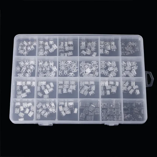 Imagen 2 del producto 240 unids/caja conector Micro USB 24 modelos conectores de enchufe Jack conjunto de conectores para MP3 Huawei Samsung SMD DIP Socket Kit