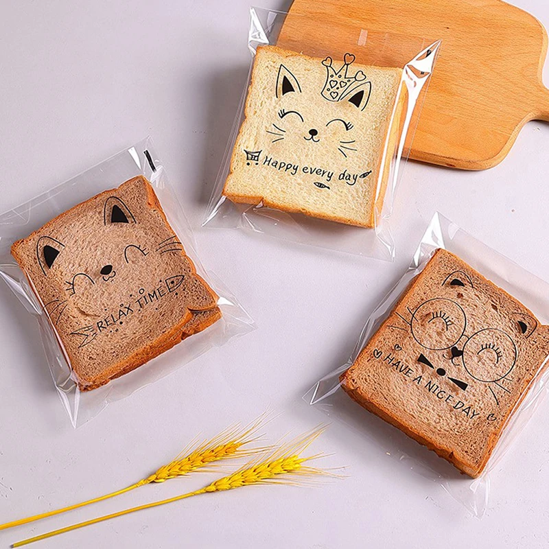 أكياس خبز كرتونية للأطفال ، كيس شطائر ، لاصق ، تعبئة الساندوتشات ، شطيرة ذاتية