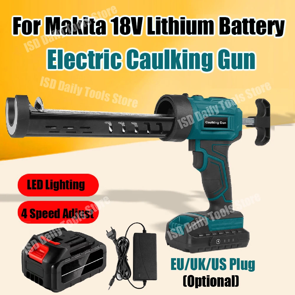 

18V Electric Caulking Gun Battery Powered Wireless Glass Glue Gun Glass Adhesive Glue Seal Sealant Tool With Battery and Charger