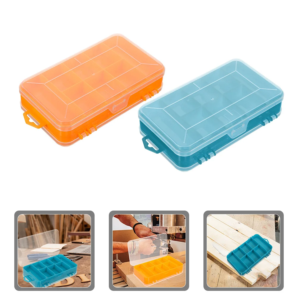 

2Pcs Storage Box Transparent Lid Double Sided Compartment Organizer for Small Parts Beads Hardware Nuts Bolts Hardware Box