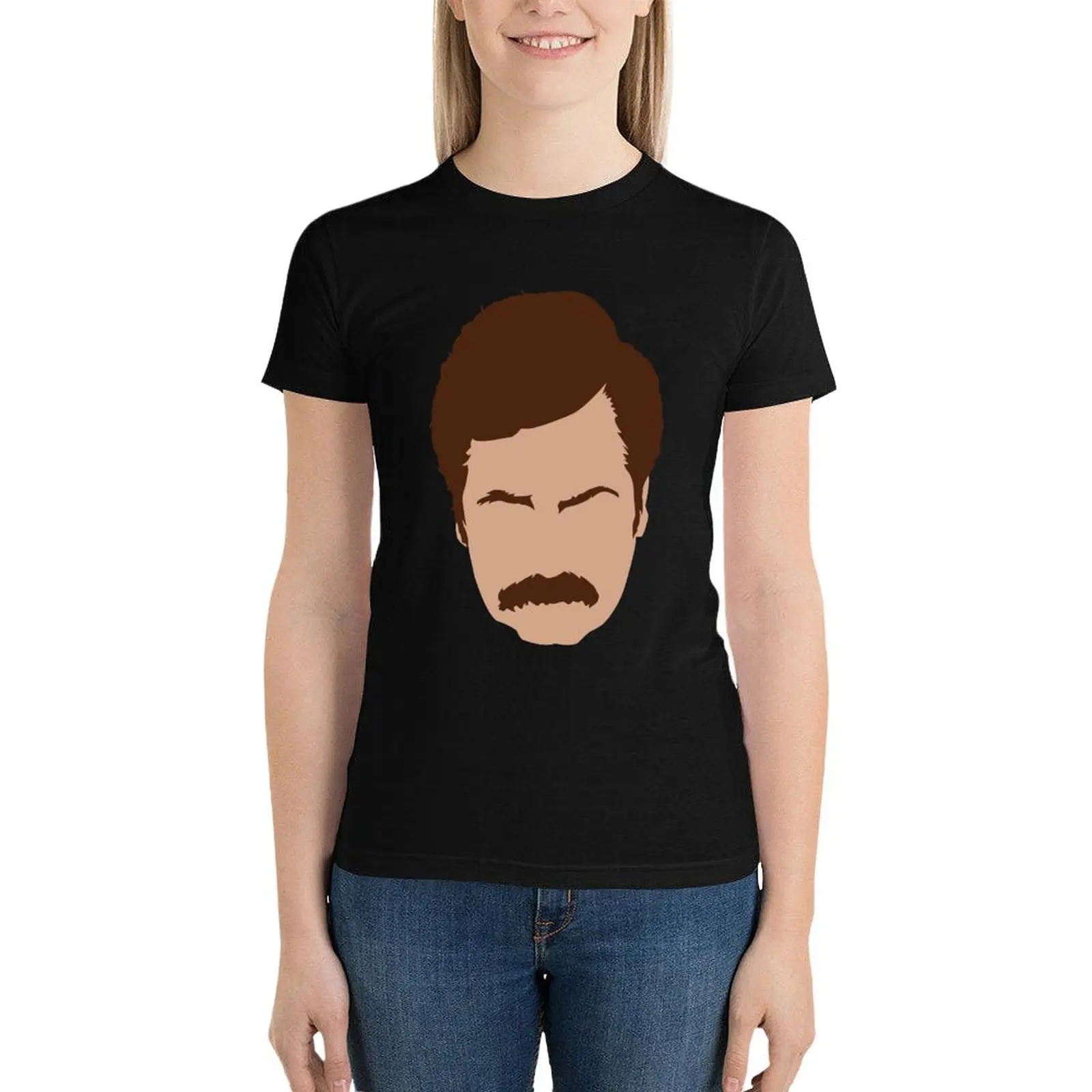 Camiseta de Ron Swanson para mujer, moda coreana, tops de verano, vestido de camiseta occidental