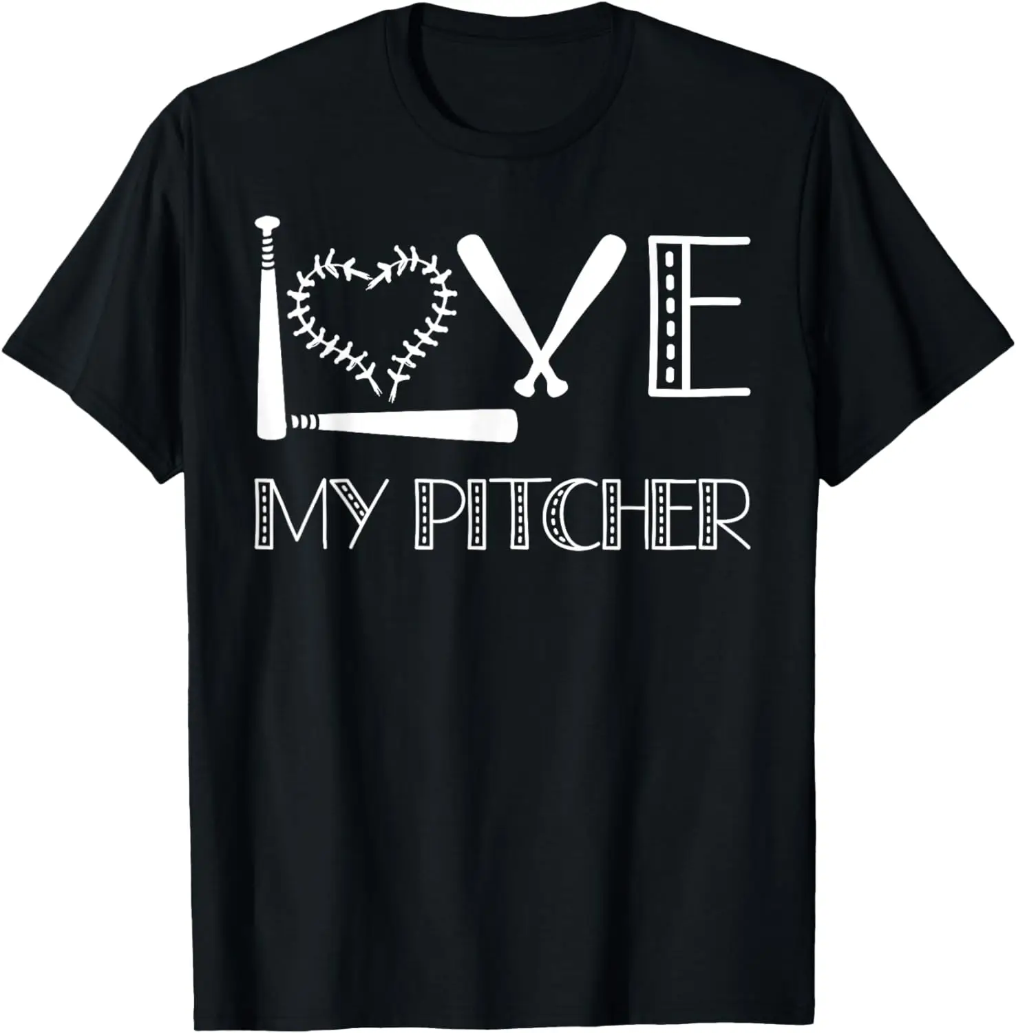 

Love My Pitcher Cute Baseball Player Mom Catcher Pitcher T-Shirt