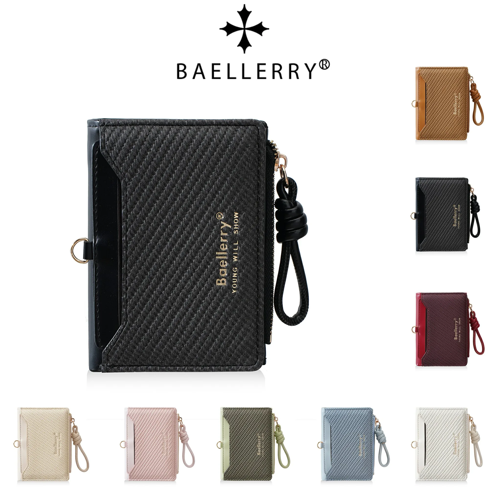 1Pcs-Baellerry Fashionable Woven Pattern Women's Short Wallet, Multi-Layer Card Slot Zipper Coin Purse, a Great Companion for Storing Coins and Cards during Outdoor Travel