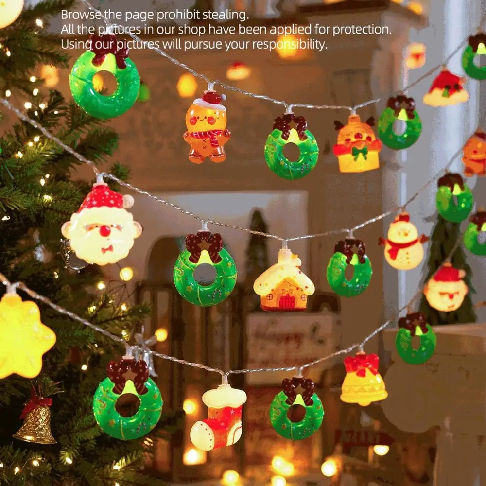 Battery Powered Christmas LED String Lights Assorted Shapes 3D Design Fairy String Lights 20 LED Count Mixed Characters