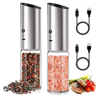 USB Rechargeable Electric Salt And Pepper Grinder Set Automatic Stainless Steel Spice Mills Shakers Kitchen Tool