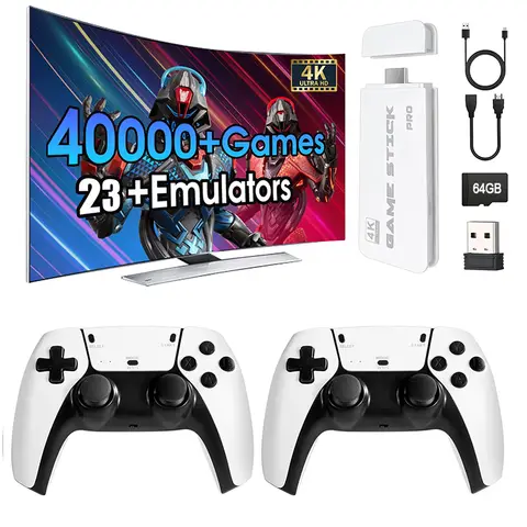 40000 videojuego M15 4k pro game stick 64g consola 2,4g doble controlador inalámbrico 4k juego retro TV stick juegos clásicos retro