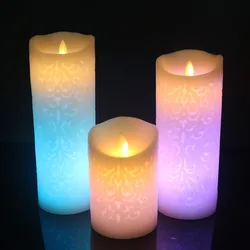 Colorful Gradient LED Candles Remote Control Electronic Flameless Breathing Candle Lights Wedding Party Christmas Decoration