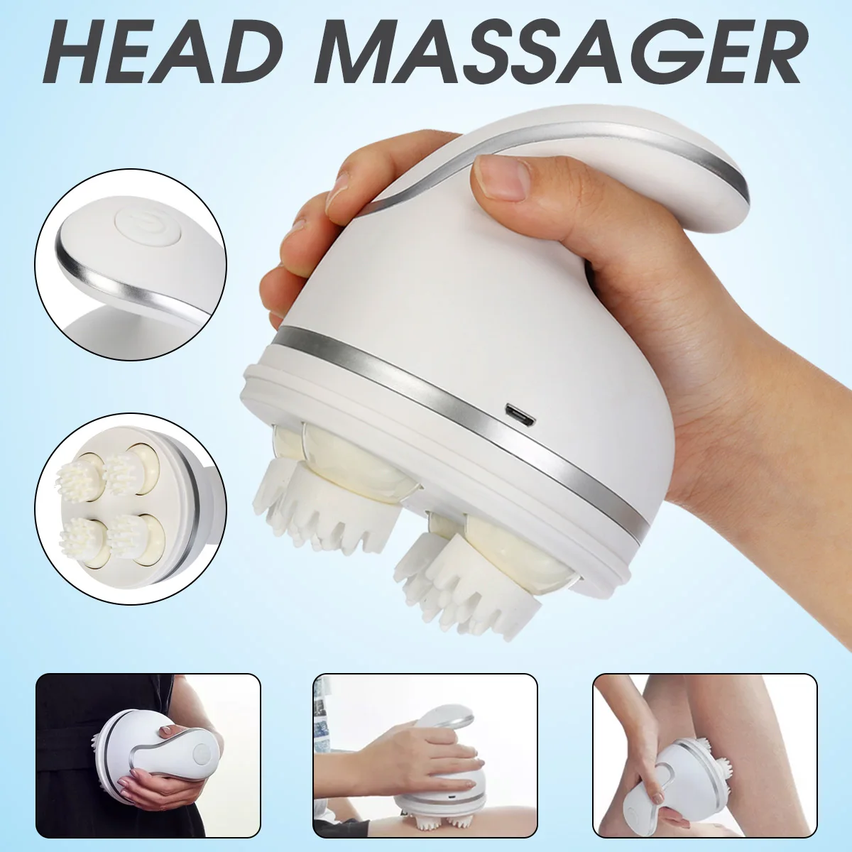 

Electric Head Massager Wireless Scalp Massage for Hair Growth Body Deep Tissue Kneading Vibrating Health Care Device Waterproof