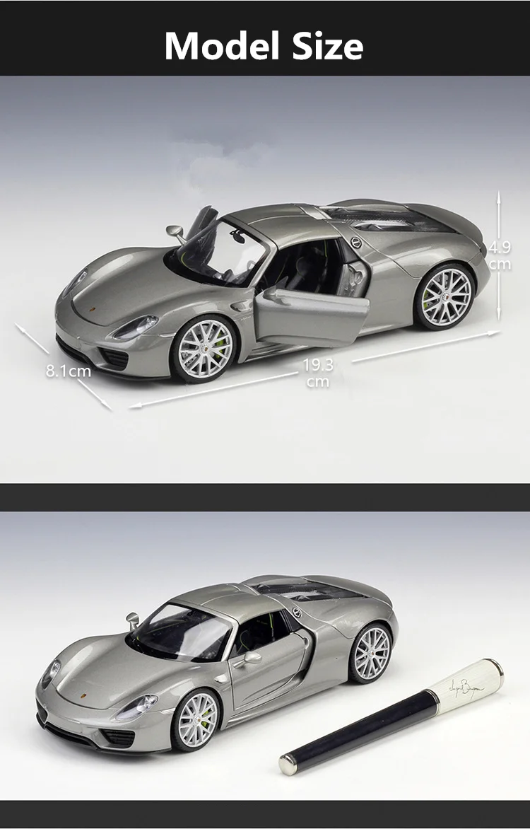 Welly 1:24 Porsche 918 Legierung Sportwagen Modell Druckguss Metall Rennwagen Fahrzeuge Modell Simulation Sammlung Kinder Spielzeug Geschenk – Detail 2