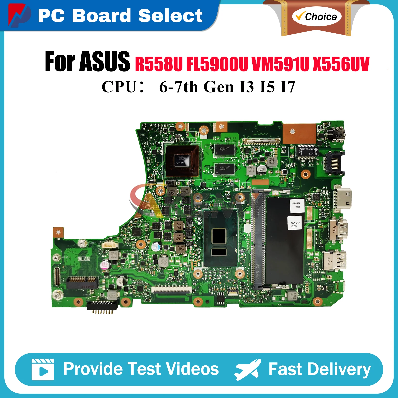 

X556UV Laptop Motherboard For ASUS X556UF FL5900U X556U X556UQ X556UJ R558U X556UQK X556URK VM591U Mainboard With I3 I5 I7 CPU