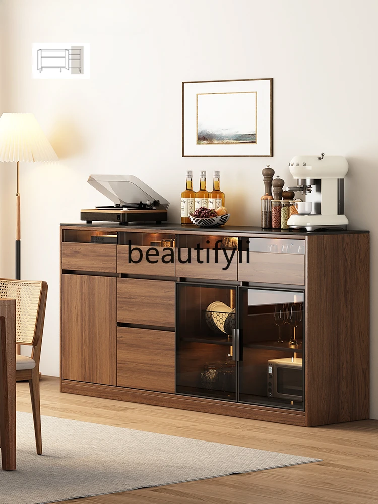 

Slate dining side cabinet Nordic modern simple living room high-end locker storage wine cabinet against the wall