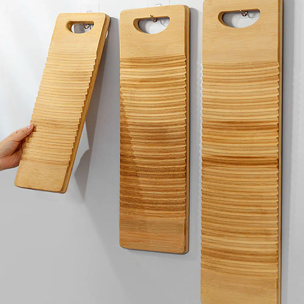 Wooden Washboard Premium Thickened Wood Laundry Board for Hand Washing Clothes Fast Cleaning Non-Absorbent Surface Easy Rinse