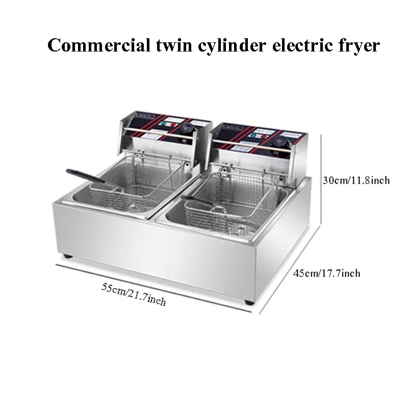 

Коммерческая настольная двухцилиндровая 2 корзины мощностью 2,5 кВт, электрическая коммерческая кухонная фритюрница для курицы
