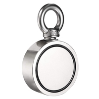 Double Side Magnet Fishing,Combined 150Kg Pulling Force,60Mm Diameter,Super Strong Round Neodymium Fishing Magnet With Eyebolt