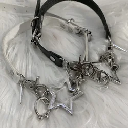 Collar de gargantilla de pentagrama exagerado para mujer, cadena de estrella de Metal con remache, joyería de fiesta gótica de Hip Hop Rock Vintage, diseño de personalidad