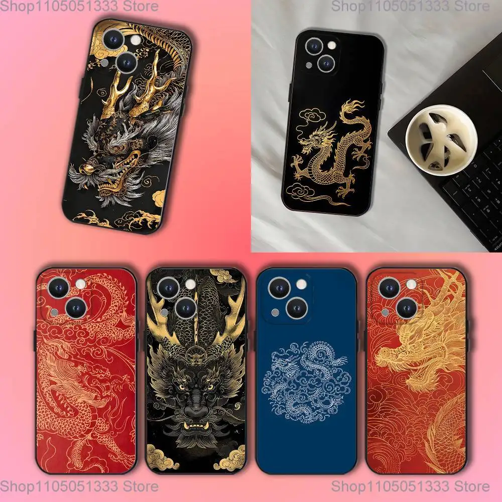 

Luxury Dragon Totem Phone Case For iPhone 17,16,15,14,13,12,11,Pro,XS,Max,XR,Plus,E,SE4,Mini Black Soft Cover