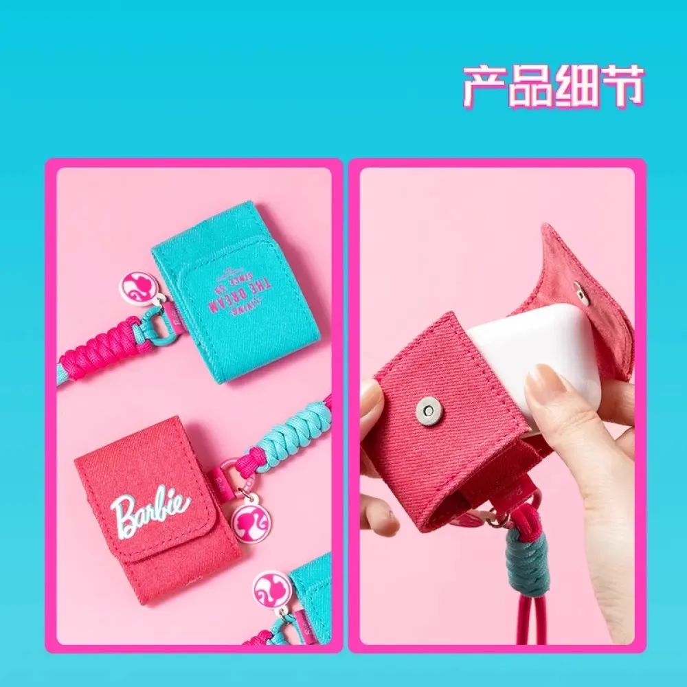 MINISO Barbie Sunshine Funda protectora para auriculares de tela vaquera Apple Airpods Linda funda protectora