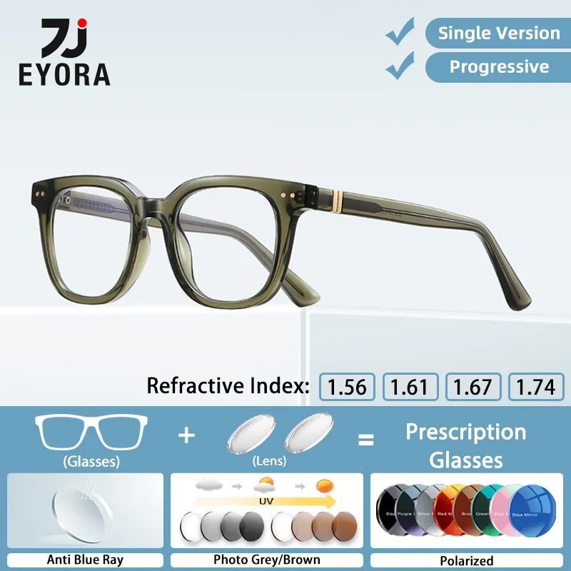 

EYORA Durable Men Geometric TR90 Reading glasses Myopia Eyewear Hyperopia Anti Blue Light Progressive Photochromic Eyewear Lens