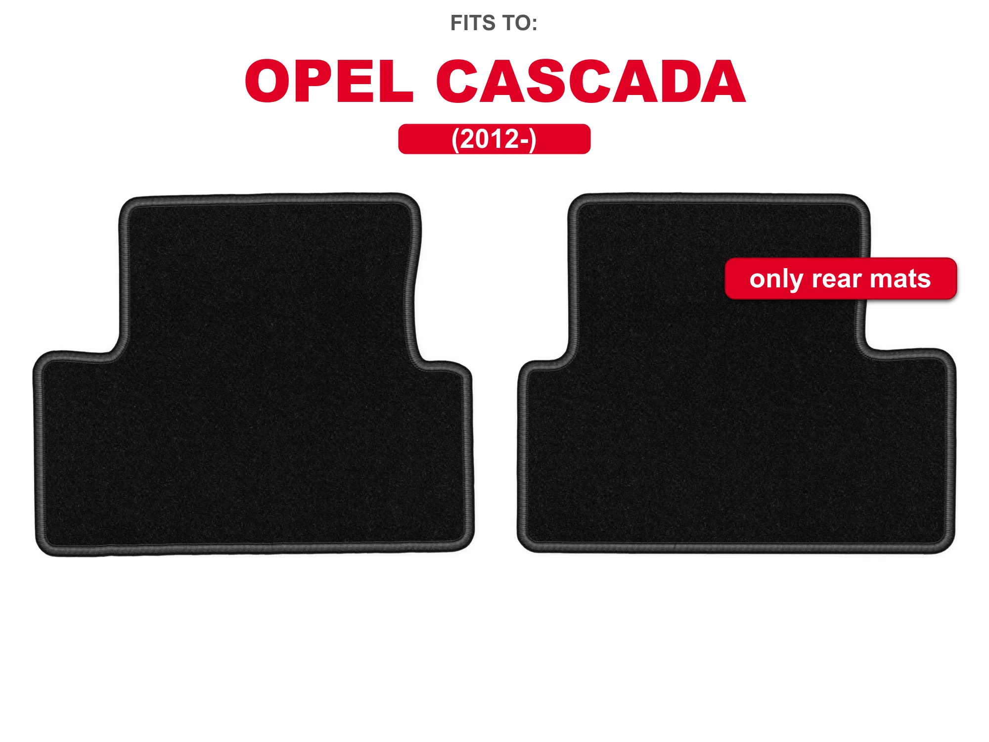 Velour tapijten achterin voor: Opel Astra J 2009-2015 Zwart