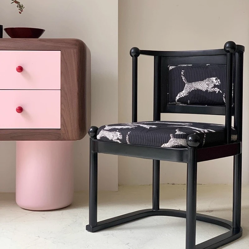 

French antique solid wood dining chair, American retro armchair