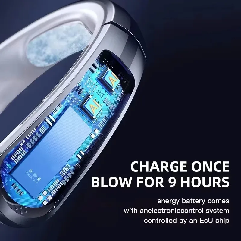 Xiaomi 8000 mAh USB Hängenden Hals Fan Tragbare Blattloser Mini Wiederaufladbare Stumm LED Digital Display Elektrische Fans Luftkühler neue