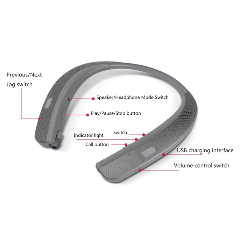 Imagem -03 - Auscultadores Bluetooth Leves Estéreo Neckband Fone de Ouvido sem Fio com Alto-falante Esportes Exercício Game Call Hbs-w120