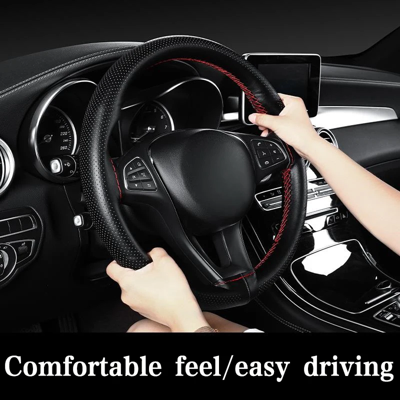 Car hand-sewn steering wheel cover for all seasons universal Microfiber Leather and wear-resistant cars accessories