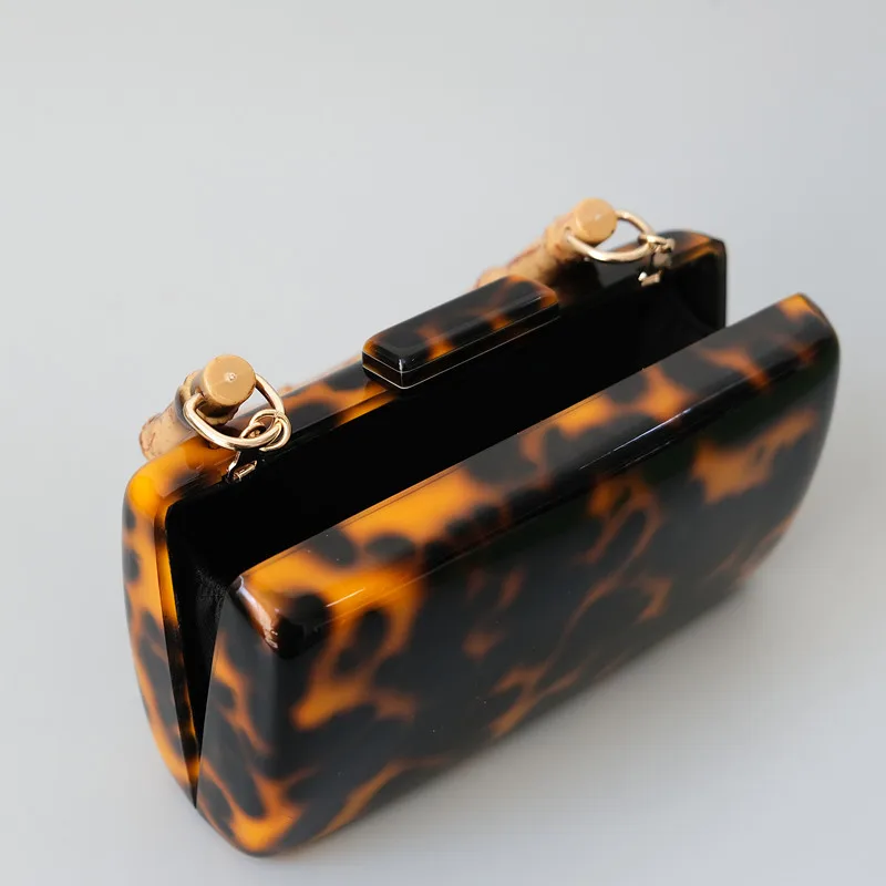 Neue Trendige Taschen Mode Damenhandtaschen Leopard Acryl Luxus Party Abendtasche Damen Lässige Stilvolle Henkel-Box-Clutch Geldbörse – Detail 8