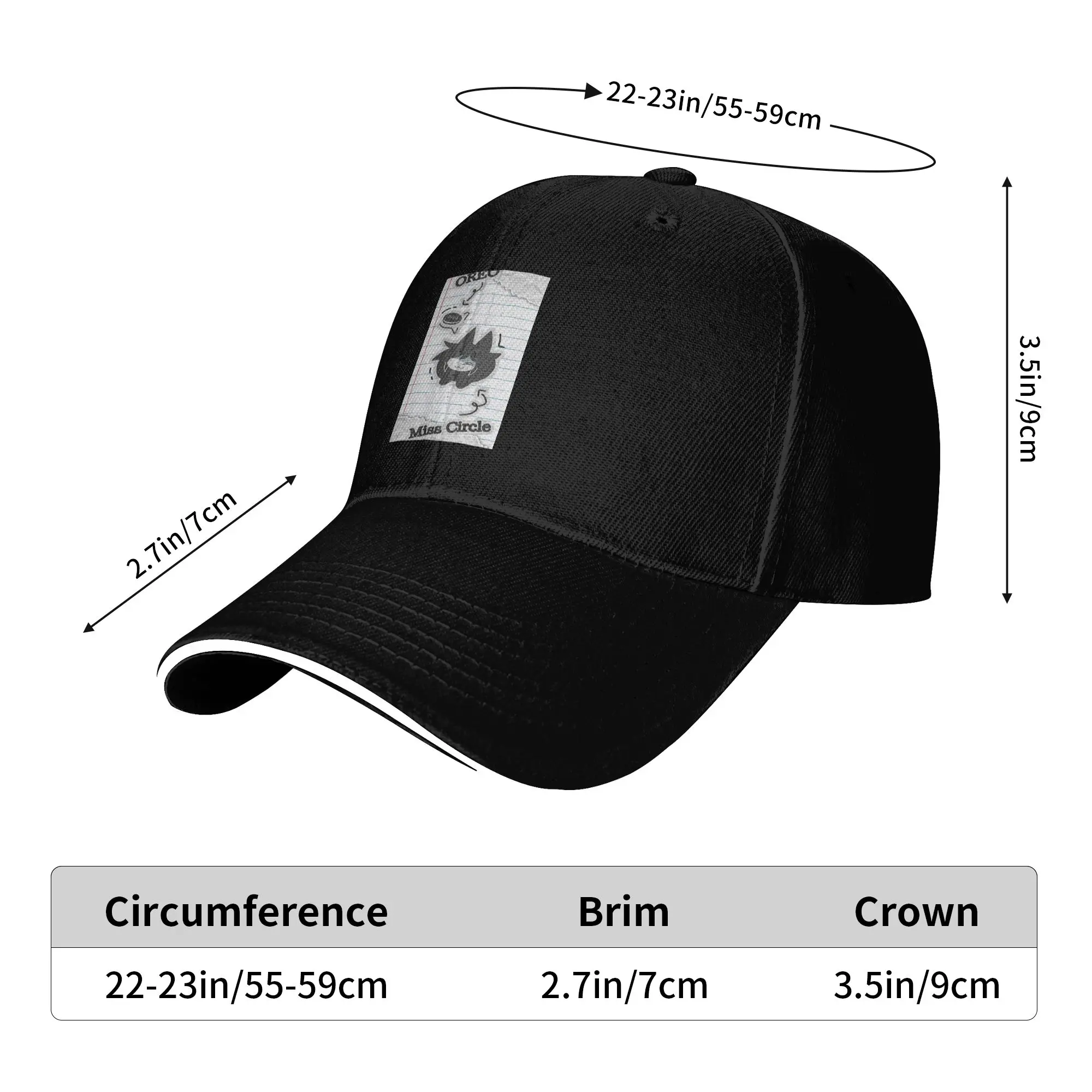 Miss Circle Cartoon Cap Casual Baseball Caps Adjustable Hat Hip Hop Summer Unisex Baseball Hats Customizable