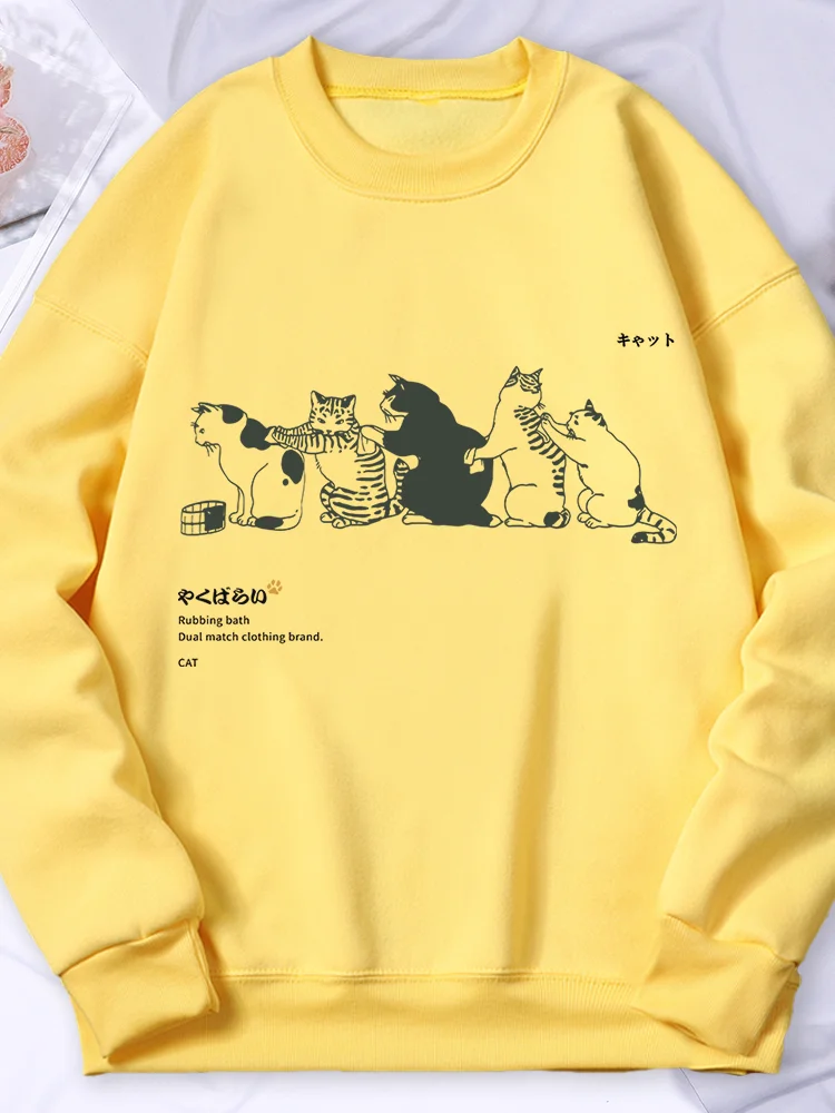 

Cartoon Cat Printing Women'S Hoody Autumn Soft Warm Sweatshirt Korean Oversize Hooded Simple Basics Versatile Female Sportswears