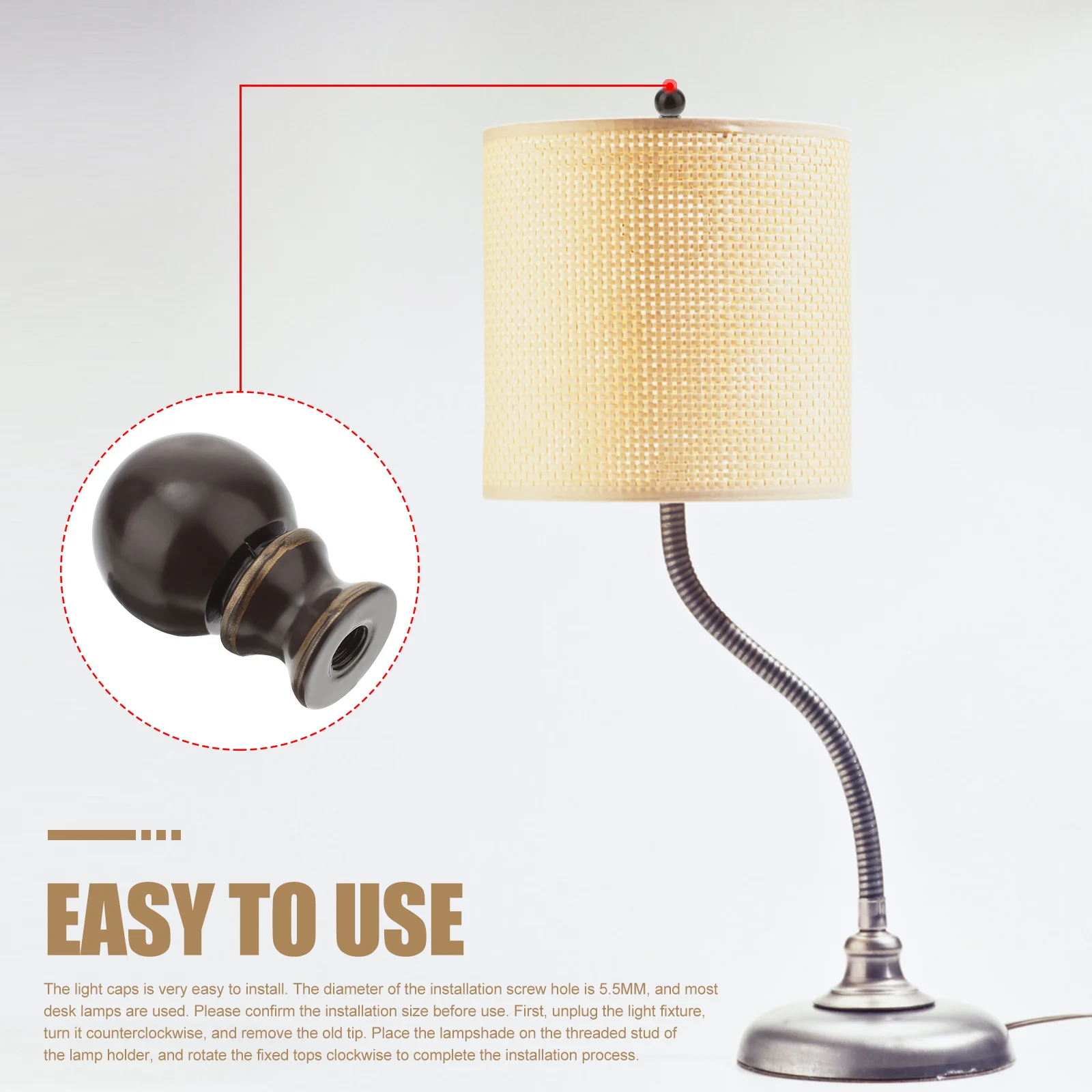 

2 pcs Retro Lamp Cap Iron Ball Finial For Table Floor Lamp Shade Decoration Heavy Duty Stylish Knob Holder Replacement