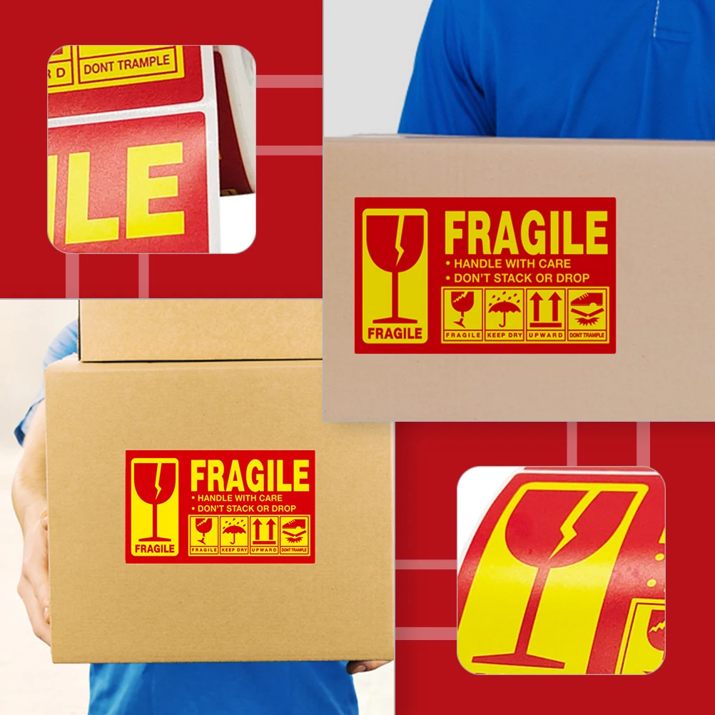 

Fragile Warning Stickers Self Adhesive Copper Plate Labels for Shipping Packaging Boxes Bottles Plastics Wood Easy to Use