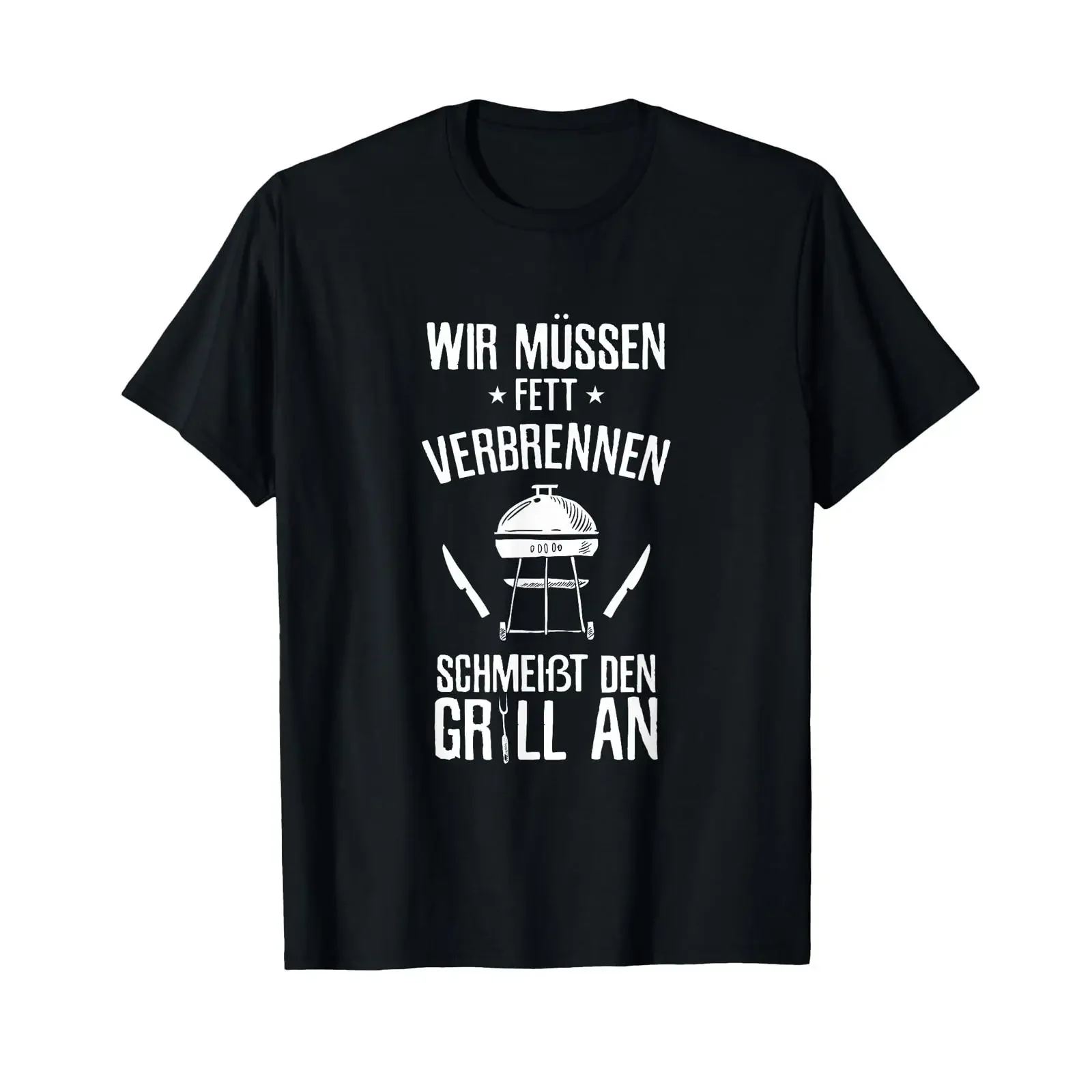 T Shirt with German Text Wir muss fett Brennnen schmeißt den grill an Language vintage Washed Top For Everyday Wear streetwear