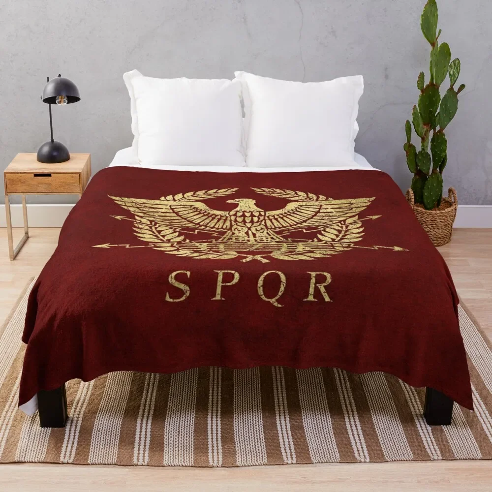 

Roman Empire Emblem - Vintage Gold Throw Blanket blankets ands Decorative Sofas Blankets