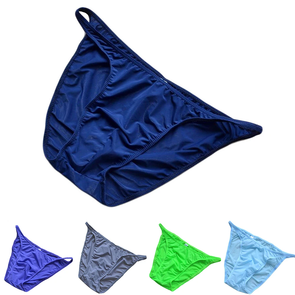 Summer Thin Comfortable Men Bikini Underpants Soft Ice Silk Briefs Underwear Shorts Man Lingerie Bottoms One Size