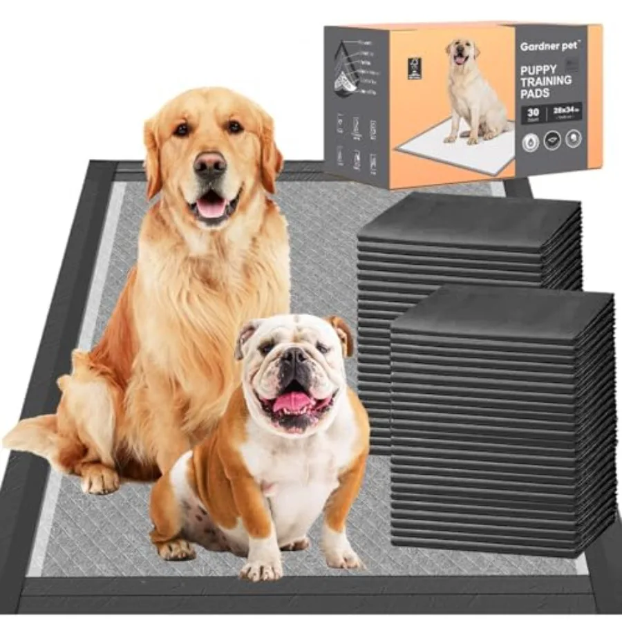 

Charcoal Puppy Pads 28x34 Inches Extra Large Dog Pee Pads Odor-Control Leak-Proof Disposable Pet Training Edge-Wrapping Thicken