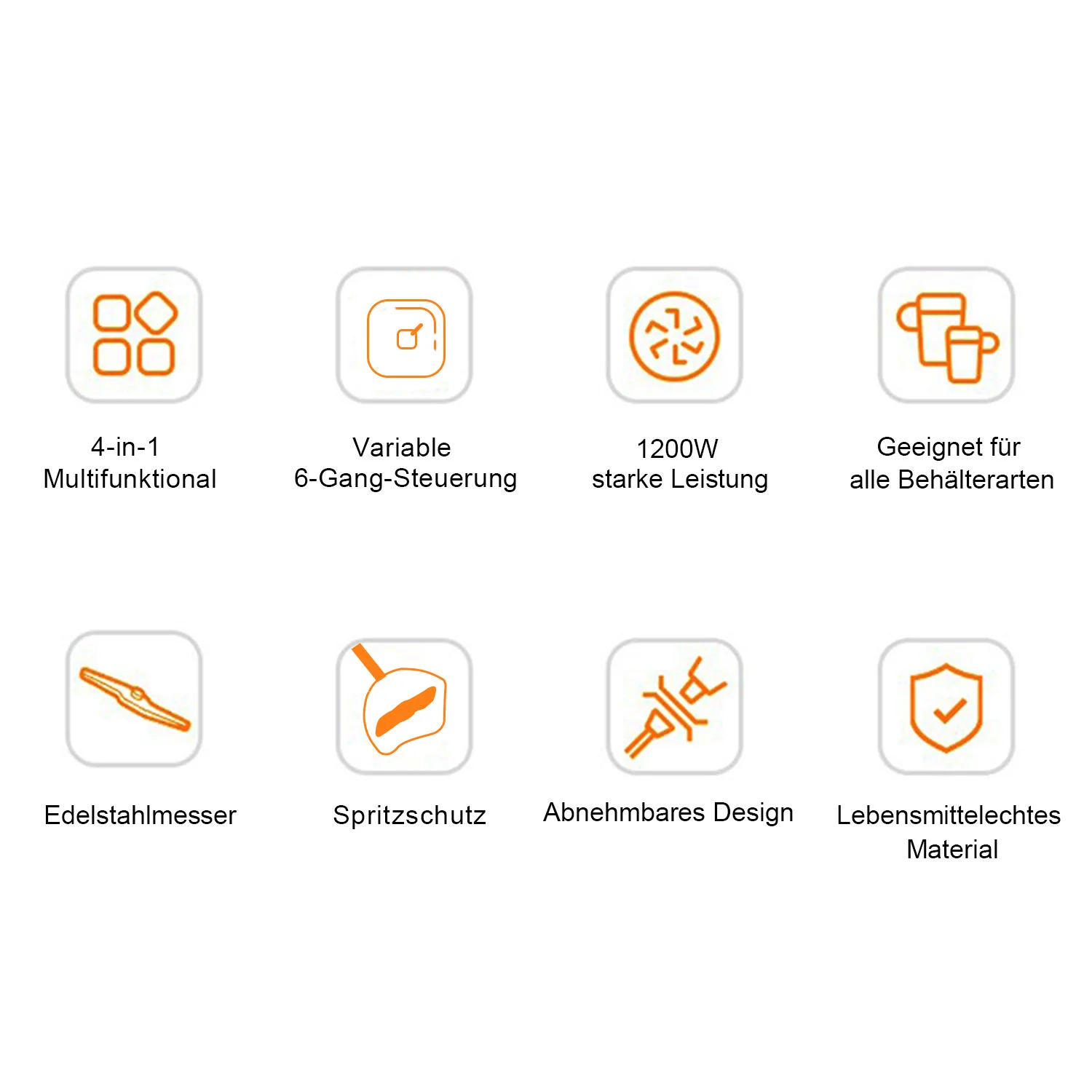 BioloMix Roter 1200 W 4-in-1-Stabmixer mit Zerkleinerer und Smoothie-Becher, Edelstahl-Tauchmixer für Babynahrung und Eiszerkleinerung – Detail 2