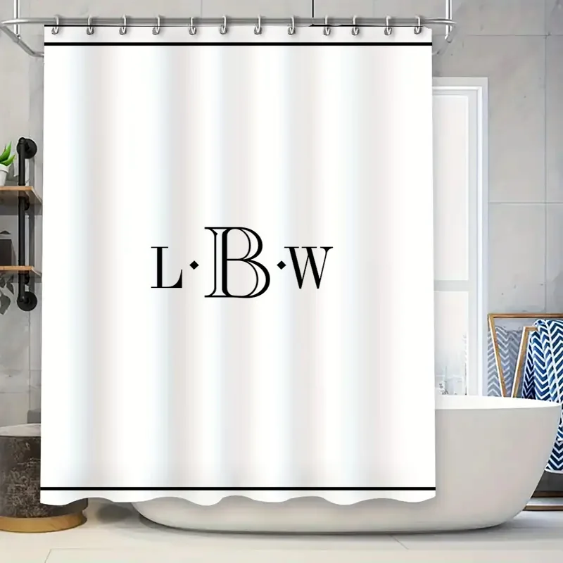 Custom Monogrammed Bath Curtains for Personalized Bathroom Decor 180 GSM Waterproof Shower Curtain with Rings Set Initials L B W
