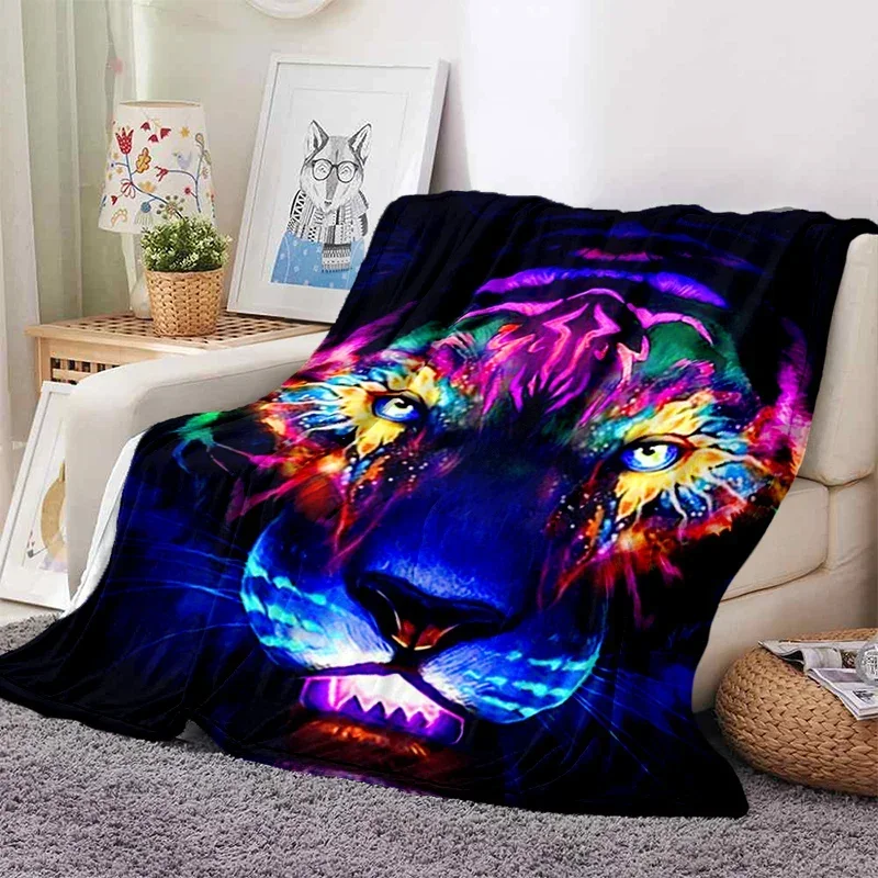 3D Tiger Blanket Super Soft for Spring Autumn Modern Line Art Wild Animals Pattern Blanket Throw for Bed Couch Sofa King Size