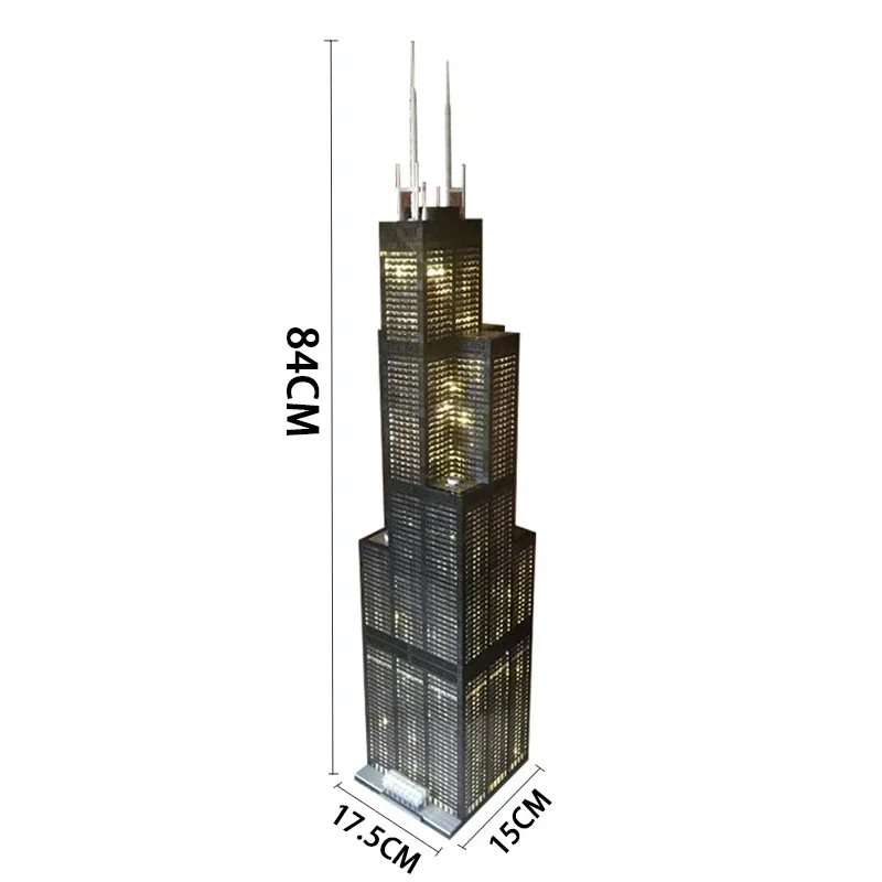 Torre Willis modelo Moc ladrillos de construcción Chicago Urban Street View tecnología bloques modulares regalo juguetes de Navidad juegos DIY montaje