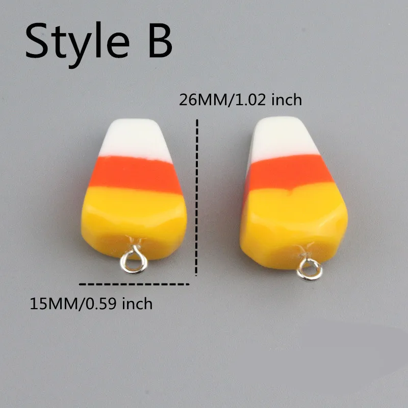 10Pcs  Resin Candy Corn charms Halloween faux corn Pendant for Jewelry Making DIY Craft Wreath Decorations Ornament