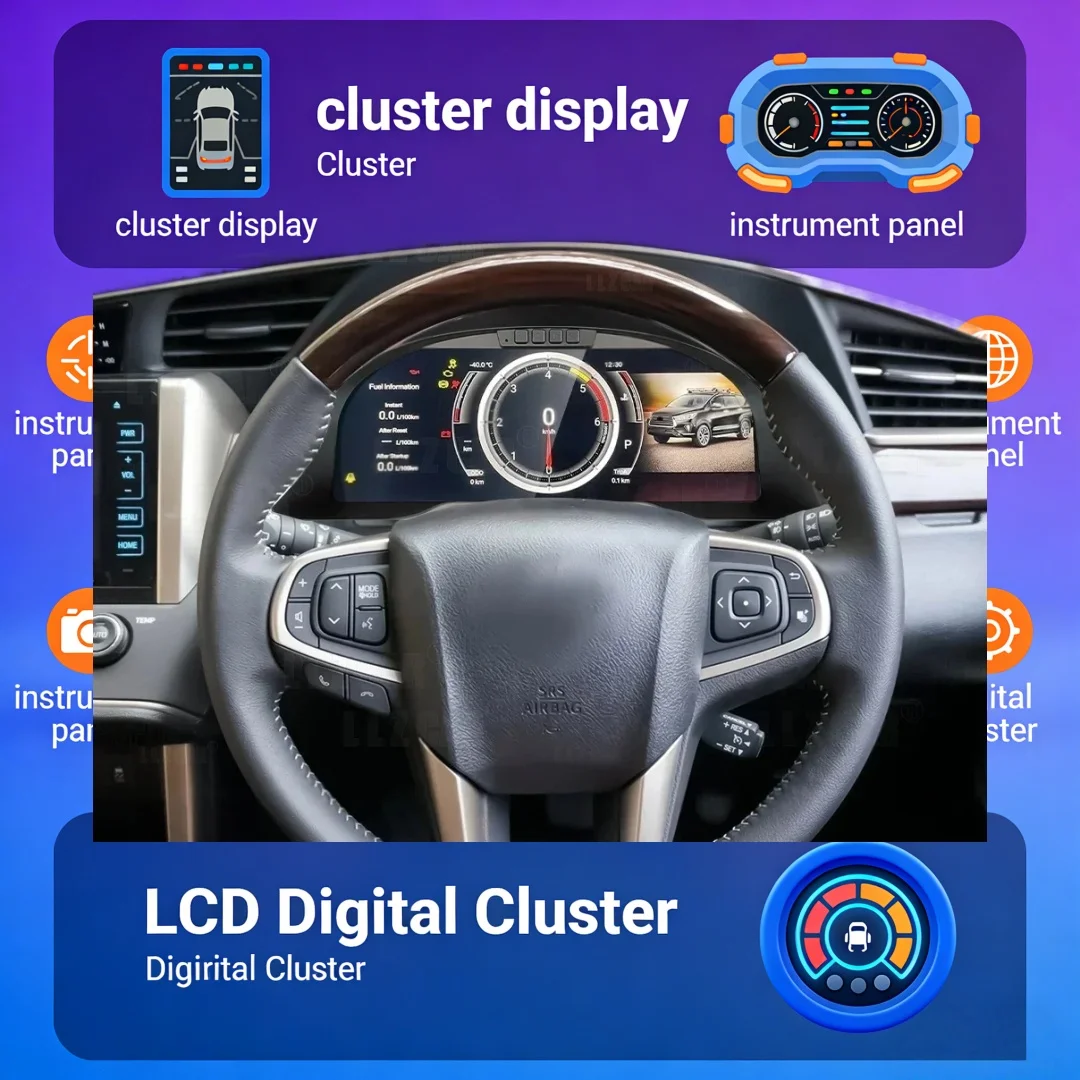 

Обновление для Toyota Hilux/Fortuner/Innova 2005-2024: Цифровая приборная панель Virtual Cockpit, экран одометра, ЖК-дисплей спидометра.